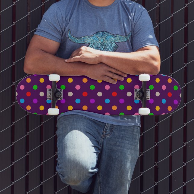 Skate Arco-íris Colorido de Bolinhas Roxas  (Ao ar livre 3)