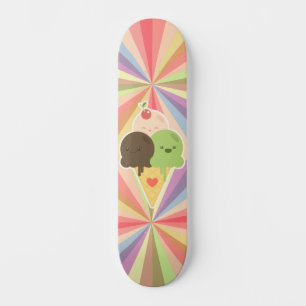 Skate Arco-íris do sorvete de Kawaii