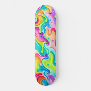 Skate Arco-íris Neon Psicodélico Líquido Girando Gotejan