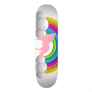 Skate Arco-íris, nuvens, unicórnio, costume impresso