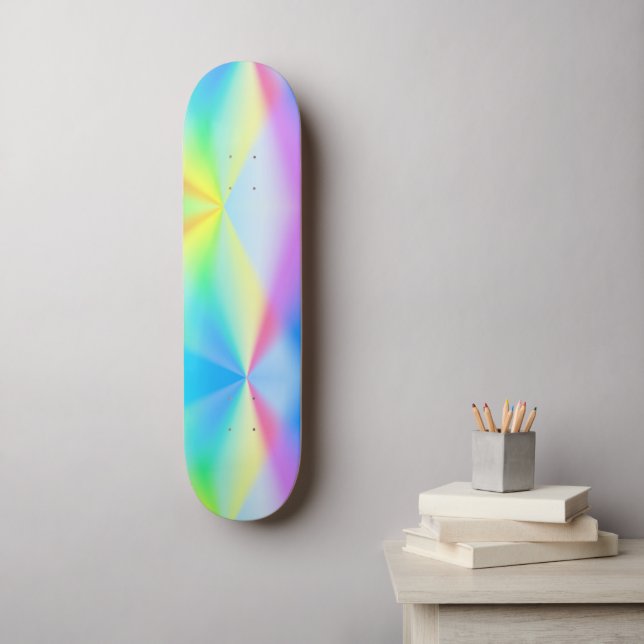 Skate Arco-íris pastel iridescente moderno (Arte de parede)