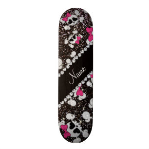 Skate Arcos cor-de-rosa personalizados dos crânios