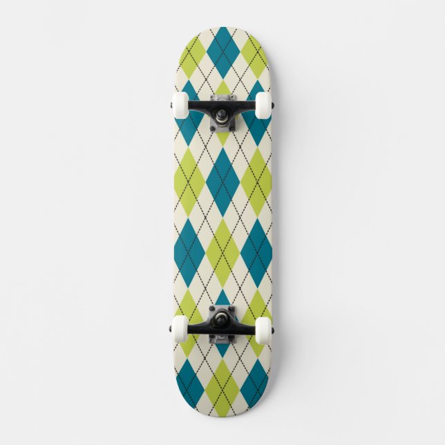 Skate Argyle azul e verde (Frente)