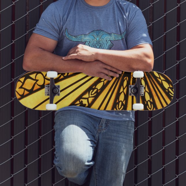 Skate Arquitetura de Linhas Radiais Amarelas (Ao ar livre 3)