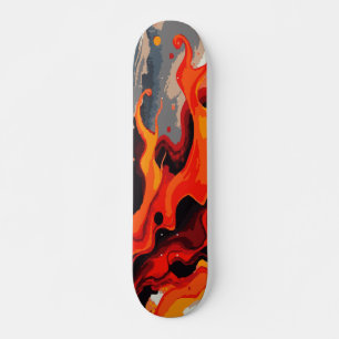 Skate Arte Abstrata de Chamas de Fogo Laranja