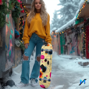 Skate Arte Abstrata Geométrica Vibrante Contemporânea