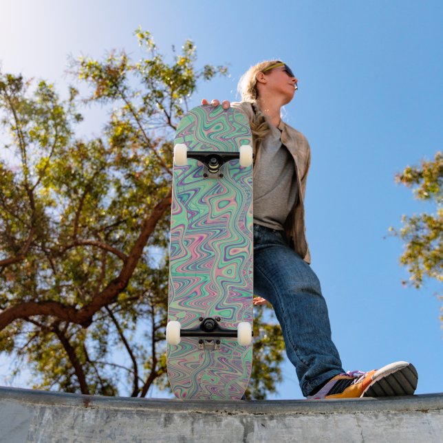 Skate Arte Abstrato digital Trippy Acid Trip Colorida (Ao ar livre 1)