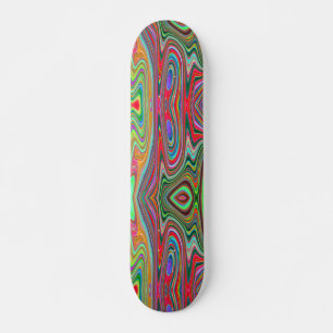 Skate Arte Abstrato Groovy Vermelho, Verde e Azul Trippy