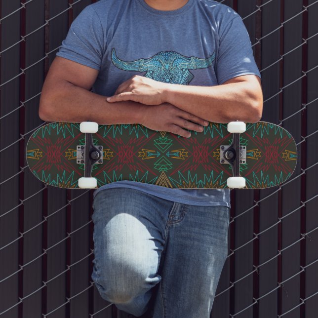 Skate Arte com padrão geométrico xadrezado dos nativos a (Ao ar livre 3)