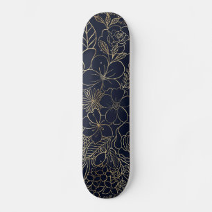 Skate Arte da linha de Doenças Florais Azuis Douradas Mo