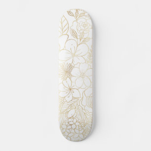 Skate Arte da linha de Doenças Florais Brancas Douradas 