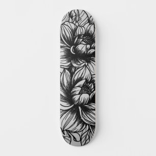 Skate Arte da Rua Monocromática Escura Inspirada no Deck