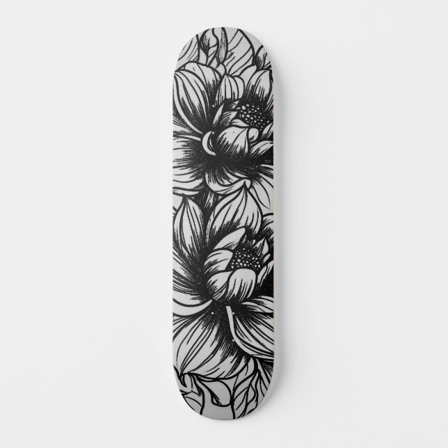 Skate Arte da Rua Monocromática Escura Inspirada no Deck (Frente)
