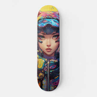 Skate Arte de animação ao estilo abstrato de uma gata no