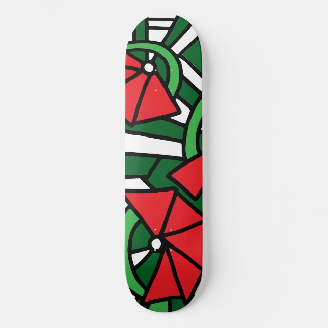 Skate Arte de Arroz das Flores Vermelhas (Frente)