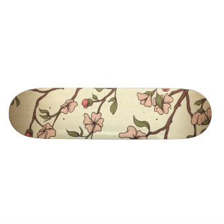 Skate arte de flor de cerejeira em estilo retrô