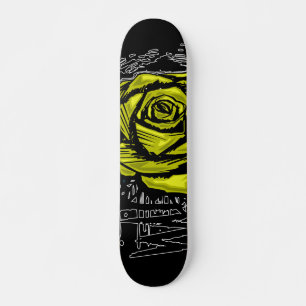 Skate Arte de Grafite de Rosa Amarela e Áspera • Rua Urb