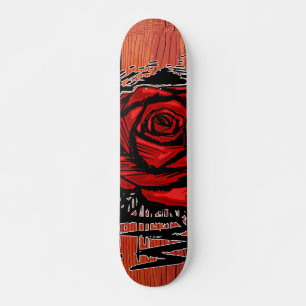 Skate Arte de Grafite Rosa Áspero – Flor Urbana Vermelha