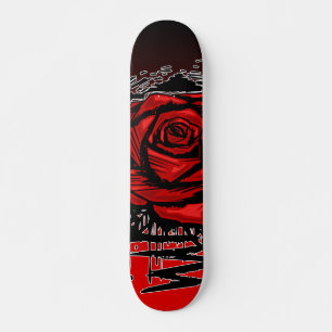 Skate Arte de Grafite Rosa Áspero – Flor Urbana Vermelha