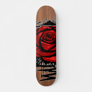 Skate Arte de Grafite Rosa Áspero – Flor Urbana Vermelha