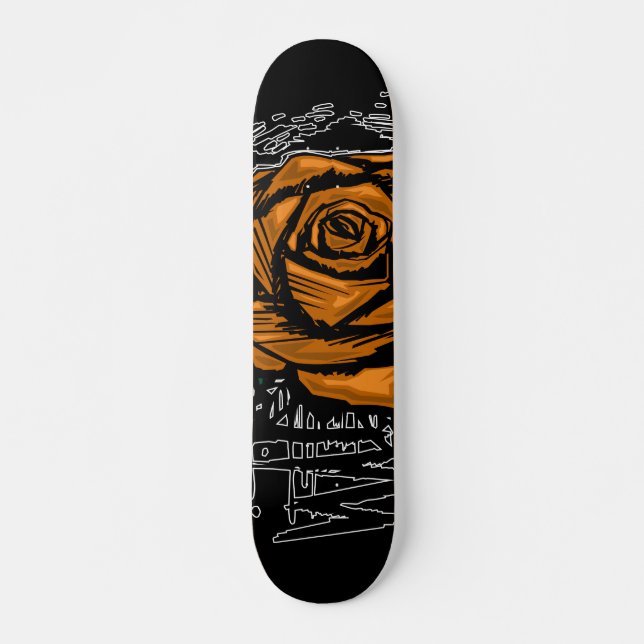 Skate Arte de Grafite Rosa Cor de Laranja Rústico • Rua  (Frente)