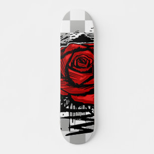 Skate Arte de Grafite Rosa Rústico – Flor Urbana Vermelh