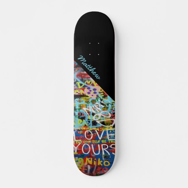 Skate Arte de Grafite Tipográfico Colorida Personalizada (Frente)