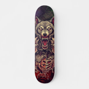 Skate Arte de Lobo Demônio Multi-Cabeças Selvagem