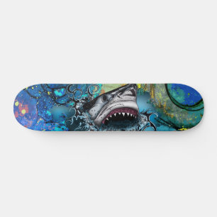 Skate Arte de mármore de tubarão oceano abstrato Splash