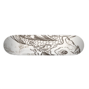 Skate arte de peixes koi japoneses vintage