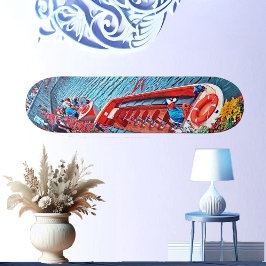 Skate Arte de Pintura do Canal Sail Boat Still Water Sce