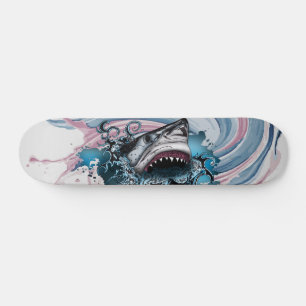 Skate Arte de Redemoinho de Tinta de Tubarão de Algodão
