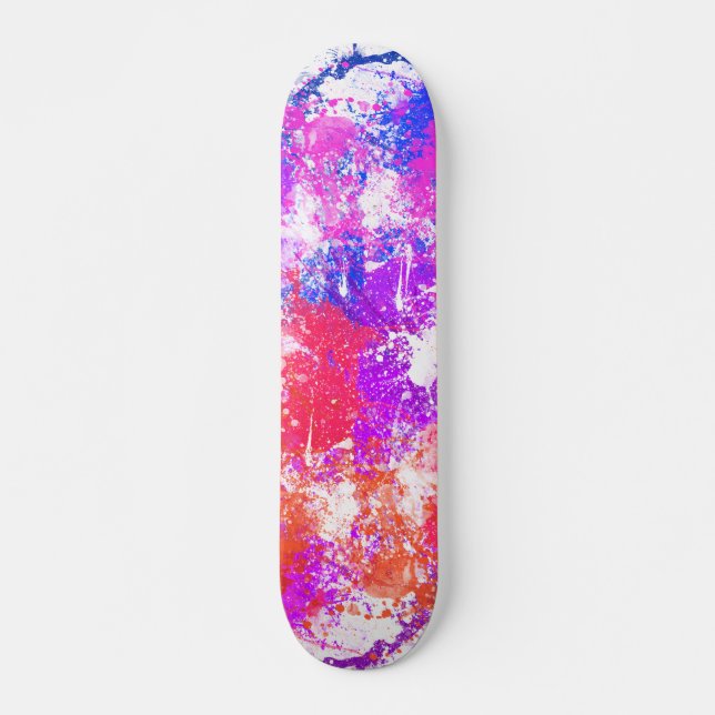 Skate Arte de respingo de tinta abstrata colorida (Frente)