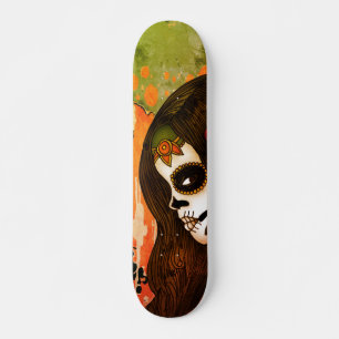 Skate Arte de Rosto de Garota do Dia dos Mortos