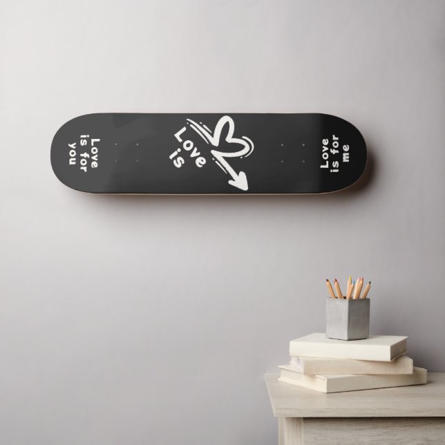 Skate Arte de Rua Coração Amor é Branco e Preto (Arte de parede (Horz))
