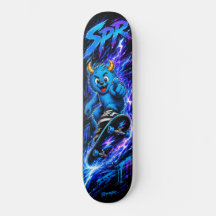 Arte de Rua Neon Azul Monstro Lightning Rush