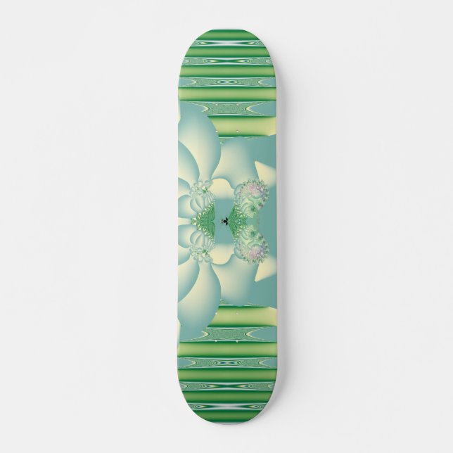Skate Arte Deco Floral Fractal Lótus Verde-Menta (Frente)