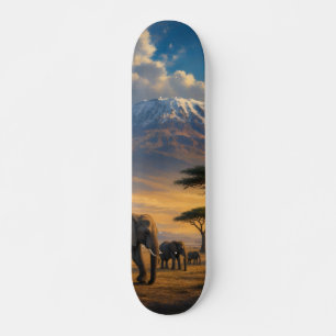 Skate Arte do Pôr do Sol do Elefante Selvagem Africano d