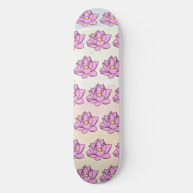 Skate Arte Flor do Lotus Rosa (Frente)