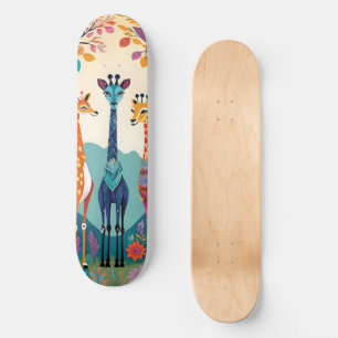Skate Arte Fofa de Girafas