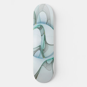 Skate Arte Fracional Abstrata Moderna Azul Turquesa Cinz