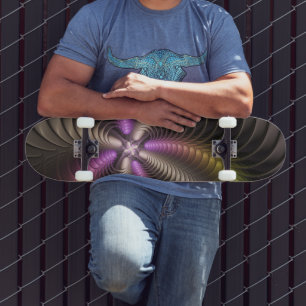 Skate Arte Fractal 3D Colorida abstrato brilhante