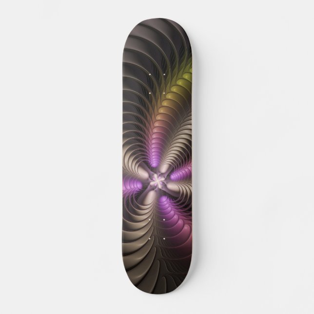 Skate Arte Fractal 3D Colorida abstrato brilhante (Frente)