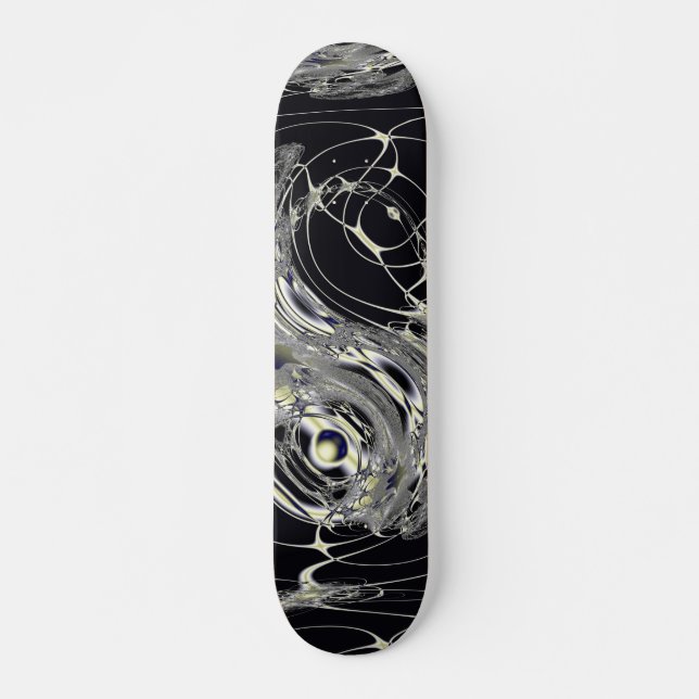 Skate Arte Fractal Abstrata Teia Dourada (Frente)