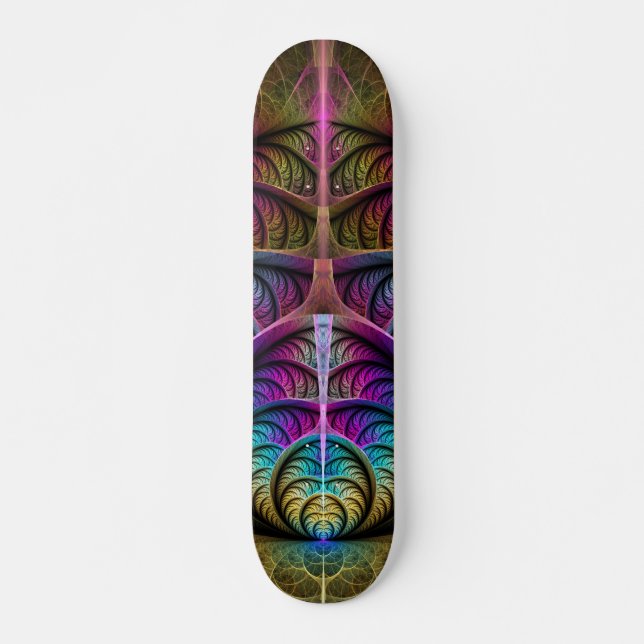 Skate Arte Fractal Abstrato com Padrão Trippy (Frente)