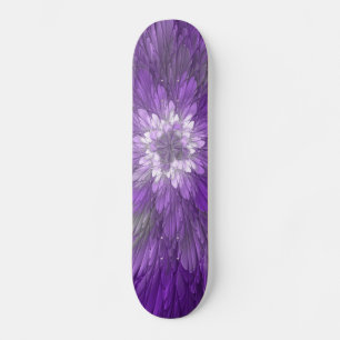 Skate Arte Fractal Abstrato de Flor Roxo Psicodélico