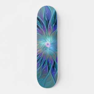 Skate Arte Fractal Abstrato de Sonho Roxo Azul