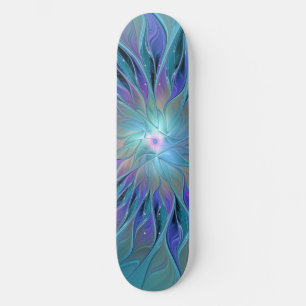 Skate Arte Fractal Abstrato de Sonho Roxo Azul