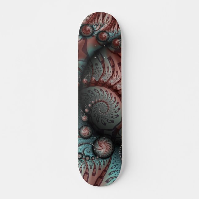 Skate Arte fractal de fantasia vívida abstrata marrom az (Frente)