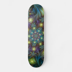 Skate Arte Fractal Roxa Roxa Abstrato brilhante iluminad